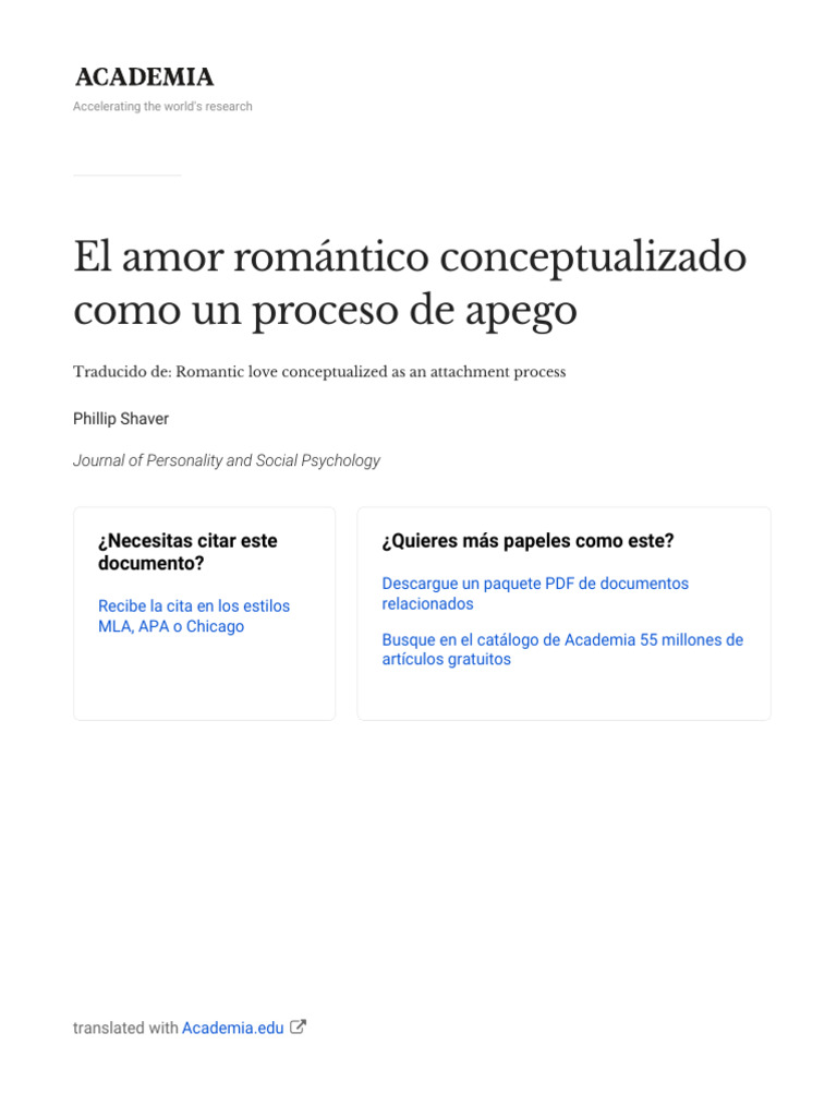 Romantic Love Conceptualized As An Attachment Process - Es | PDF ...
