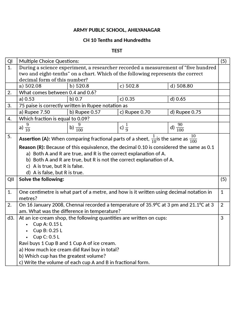 CH 10 Test | PDF