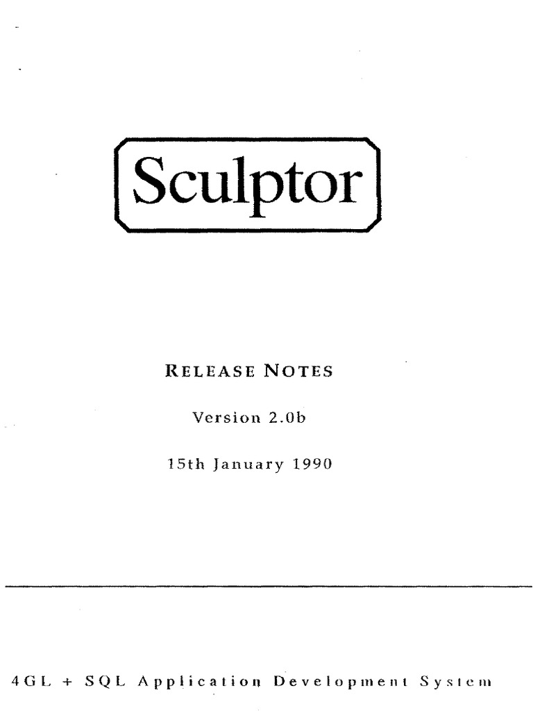 Sculptor 2.0-2.4 Release Notes | PDF | Computer Terminal | Parameter ...