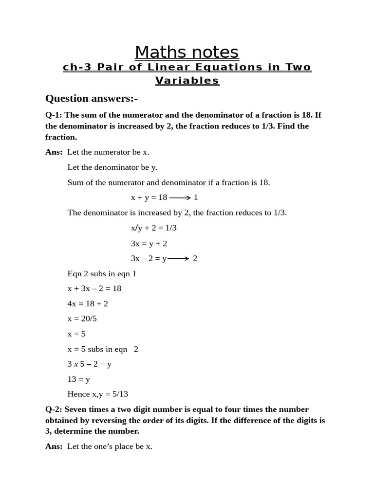Maths CH 3 | PDF