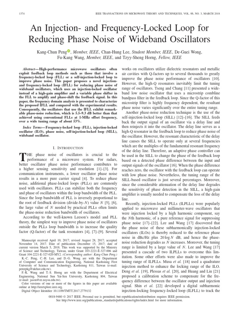 An Injection - and Frequency-Locked Loop For Reducing Phase Noise of ...