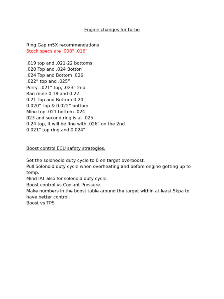 Engine Changes For Turbo | PDF