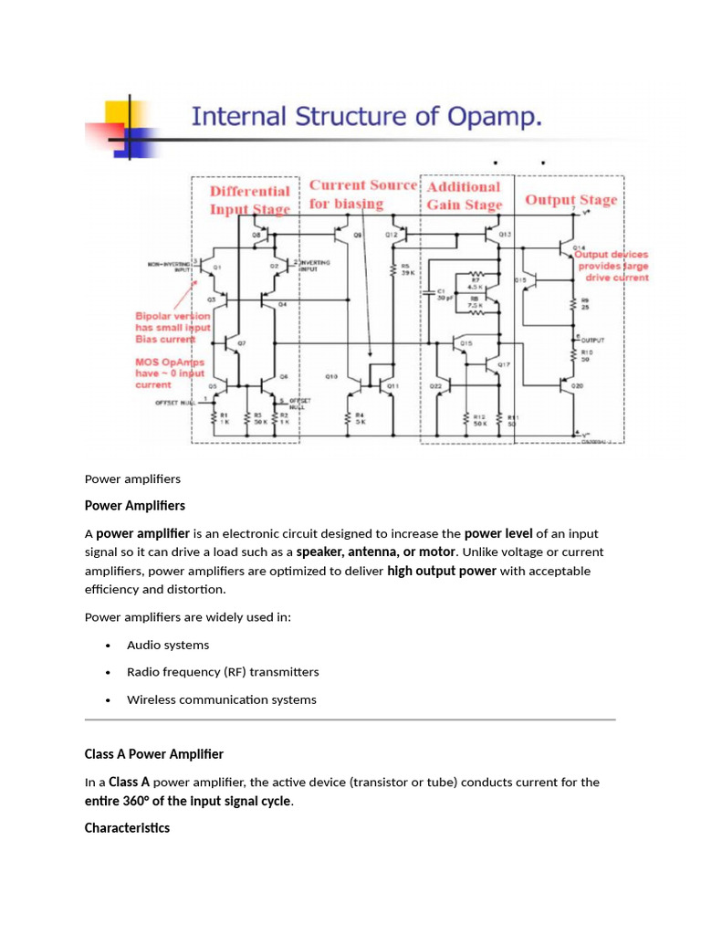 Internal Structure of Op Amp and Power Amplifiers | PDF