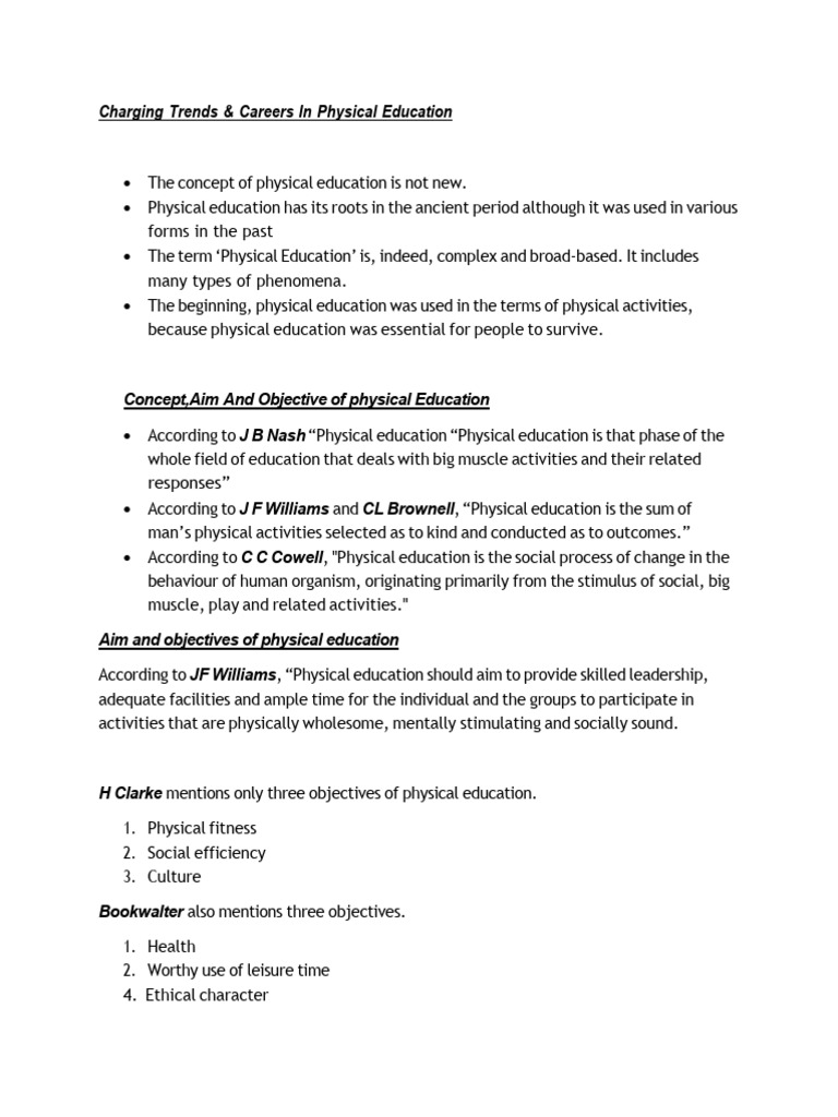 Changing Trends & Careers in Physical Education1 | PDF | Sports