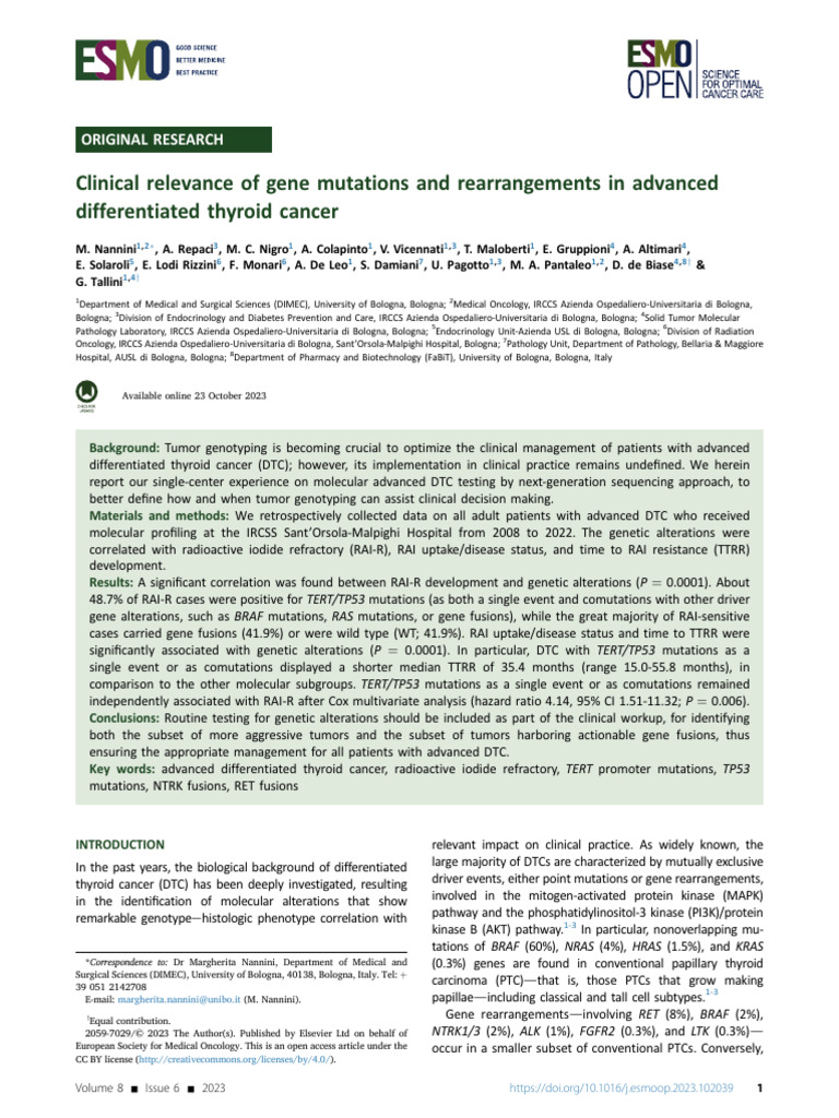 Clinical Relevance of Gene Mutations and Rearrange | PDF | Mutation | P53