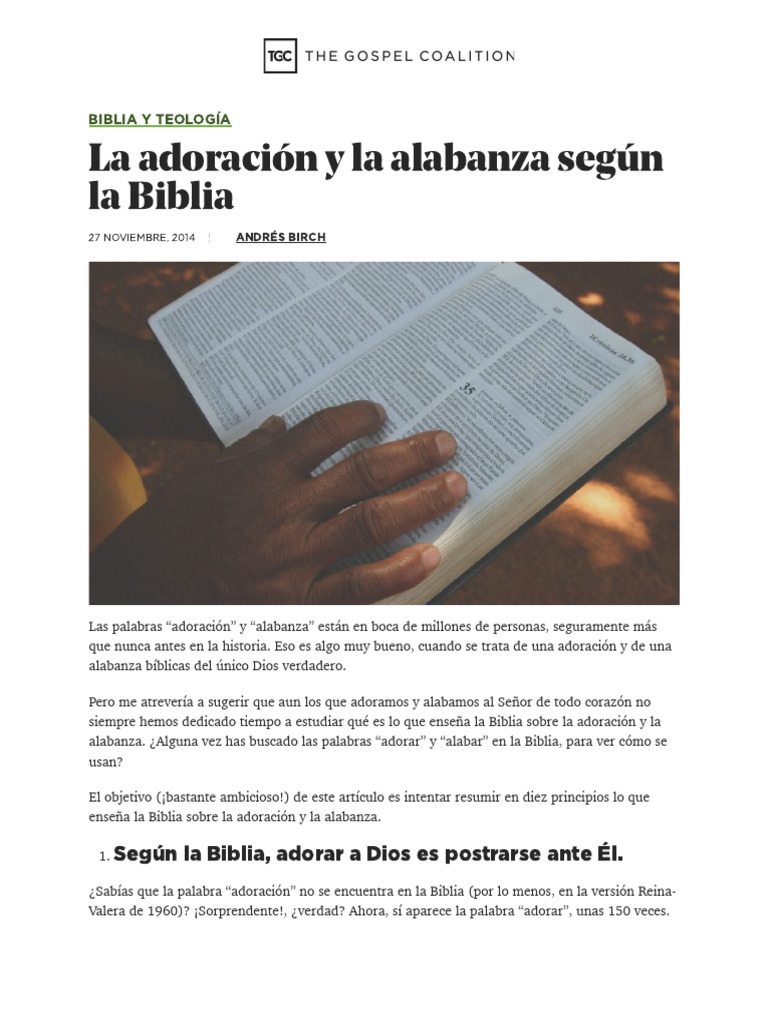 La adoración y la alabanza según la Biblia _ Coalición por el Ev | PDF ...