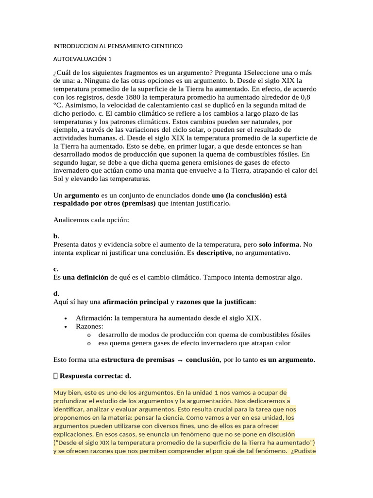 Introduccion Al Pensamiento Cientifico | PDF | Argumento | Cambio climático