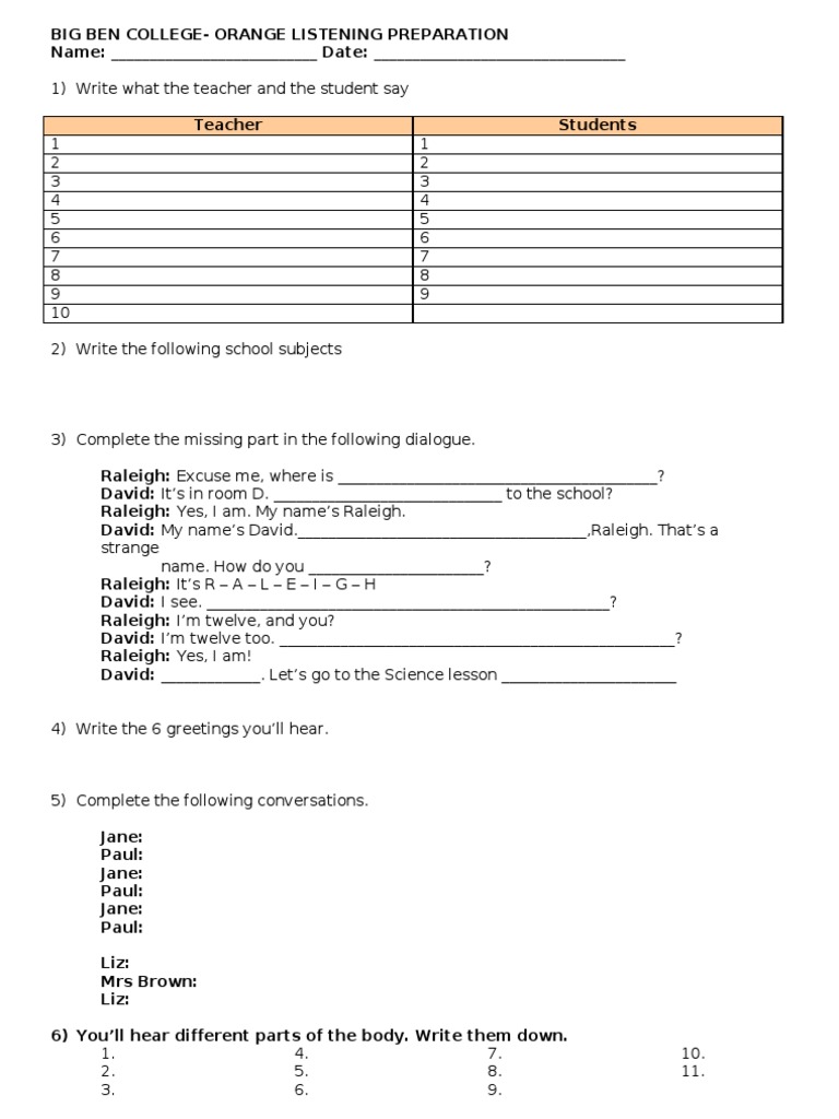 Listening Practice for Students | PDF | Language Arts & Discipline ...