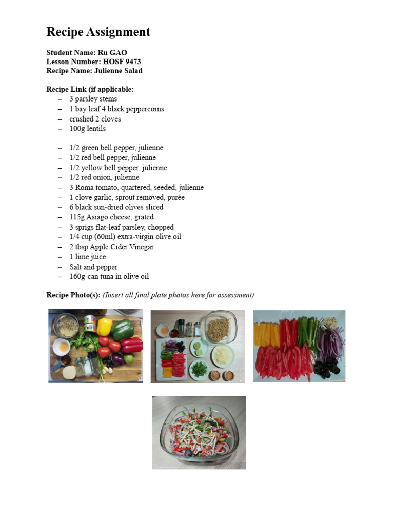 Recipe Assignment 02 | PDF