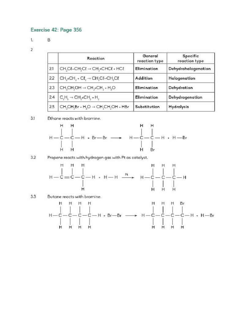Grade 12 Organic Molecules Exercise 42 Corrections | PDF