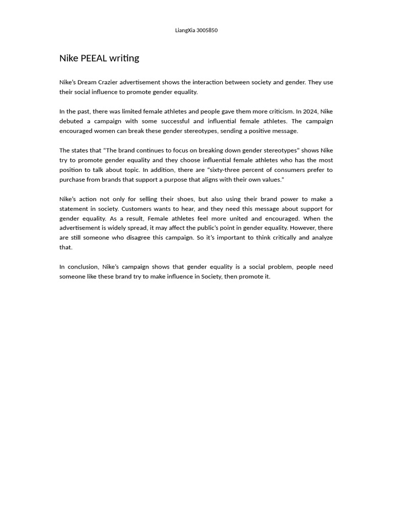 Nike PEEAL Writing | PDF