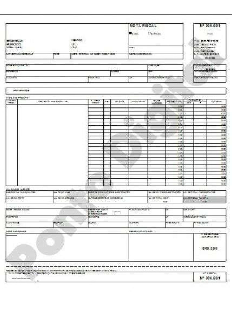 Planilha Para Imprimir Nota Fiscal Em A4 | PDF