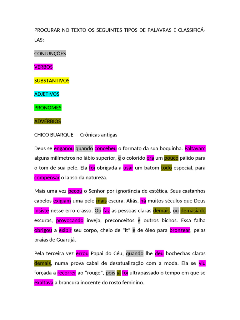 Textos para Analise Gramatica I | PDF | Amor