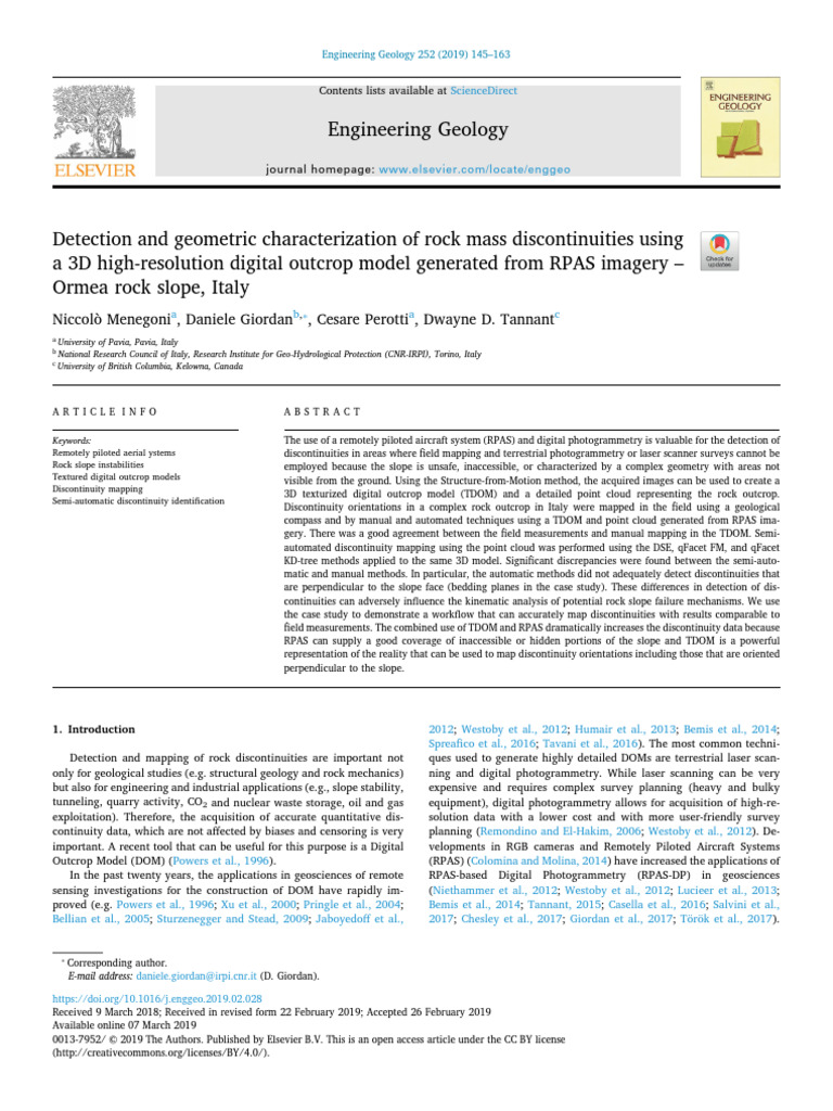Detection and Geometric Characterization of Rock Mass Discontinu 2019 ...