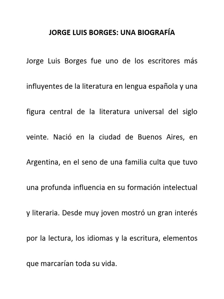 Vida y Obra de Jorge Luis Borges | PDF | Escritura