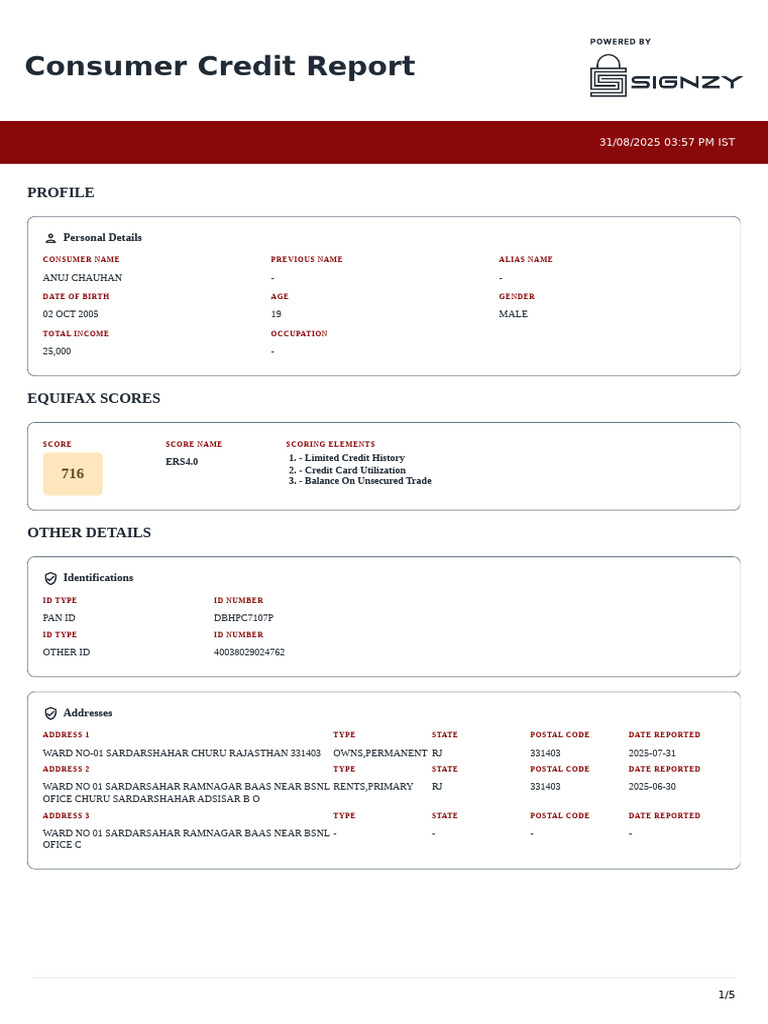 Credit Report | PDF | Credit History | Credit