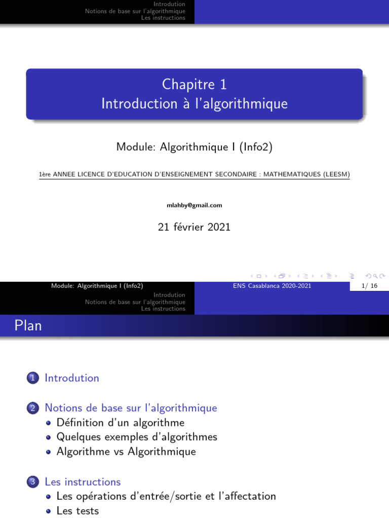 Chapitre 1 - Introduction À L'informatique | PDF | Algorithmes ...