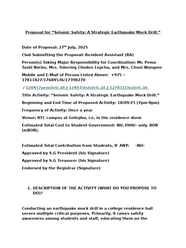 Mock Drill Proposal 2025 | PDF