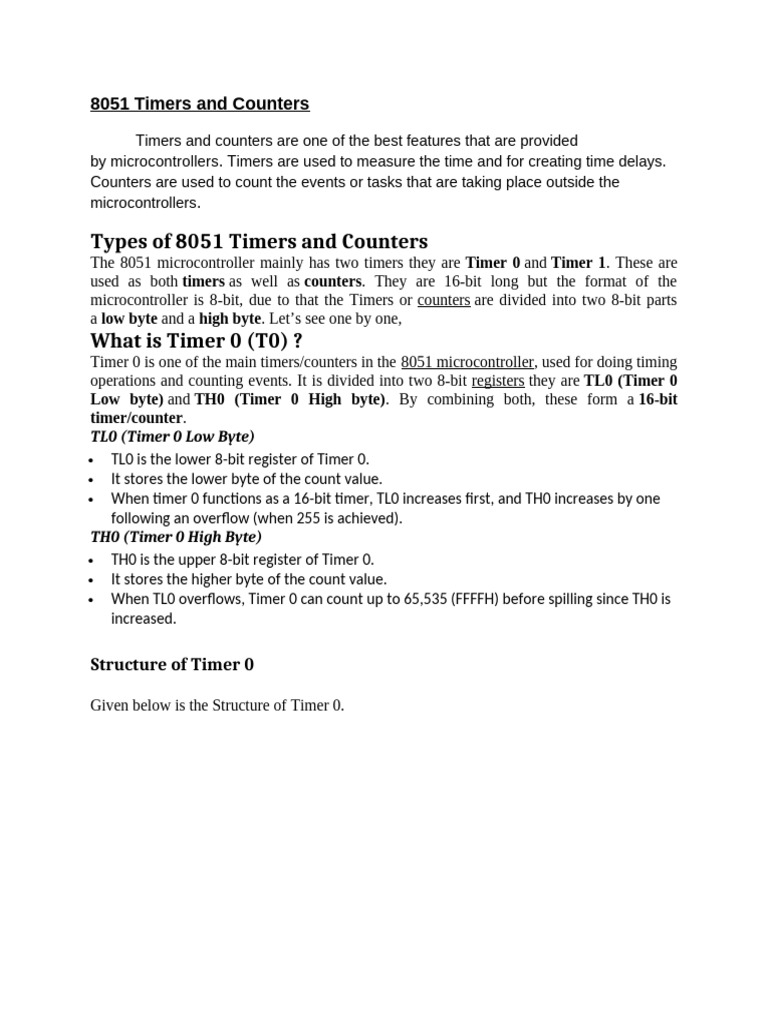 8051 Timers and Counters | PDF | Timer | Computing