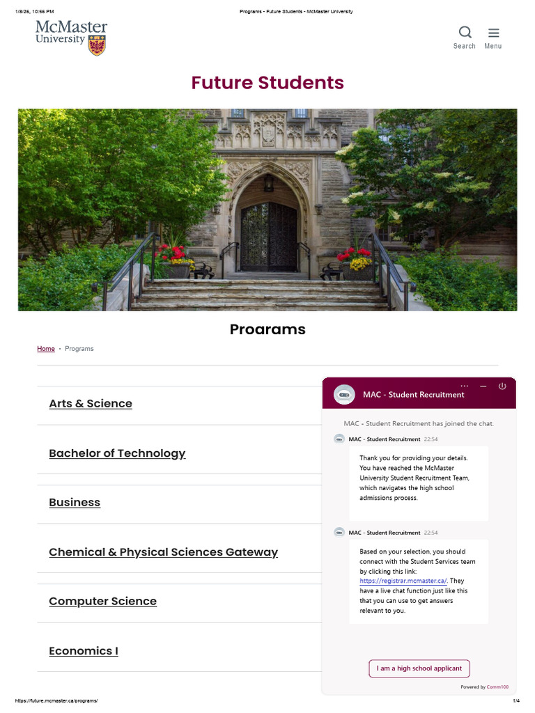 Programs - McMaster University | PDF | Health Care | Science
