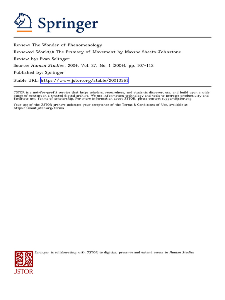 Selinger WonderPhenomenology 2004 | PDF | Phenomenology (Philosophy ...