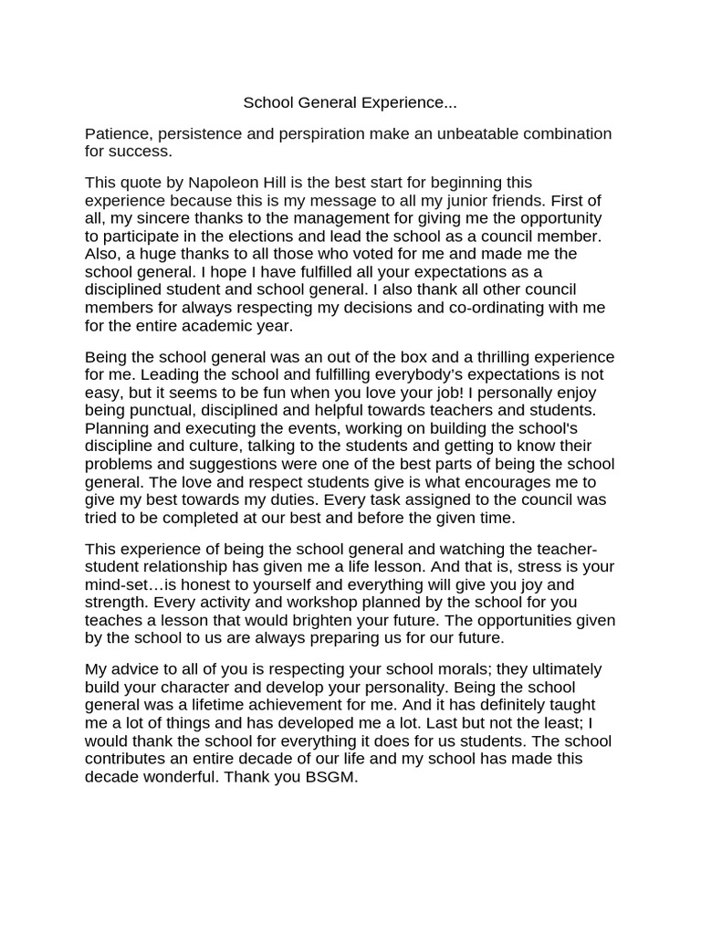 School General Experience | PDF
