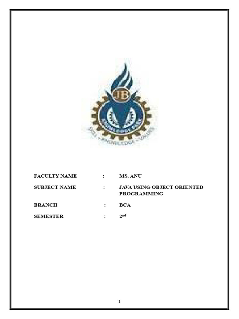 Java Using OOPs Bca 2nd Sem | PDF | Object Oriented Programming | Java ...