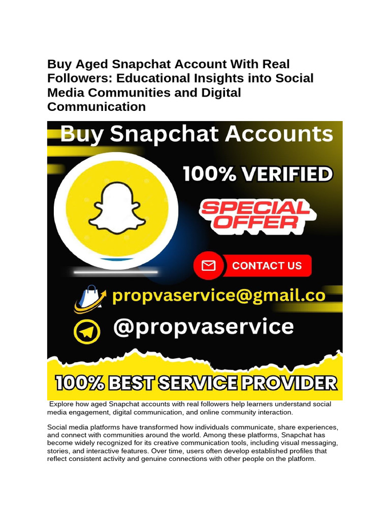 Buy Aged Snapchat Account With Real Followers | PDF | Snapchat ...