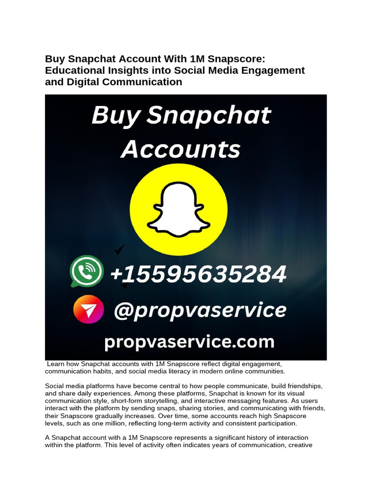 Buy Snapchat Account With 1M Snapscore | PDF | Communication | Snapchat