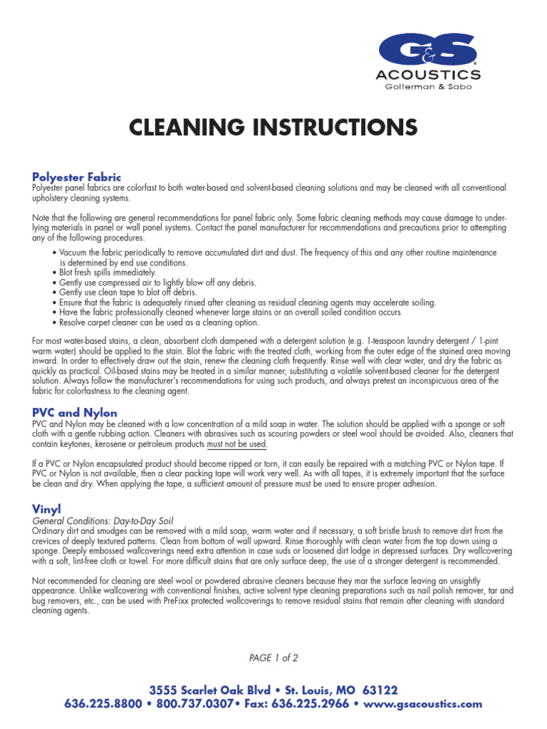 Cleaning Instructions For Finishes | PDF | Materials | Industrial Processes