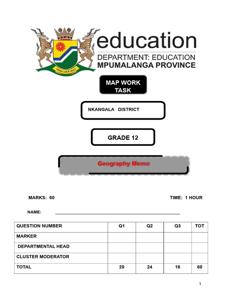 Geo gr12 Map Work 2024 Memo-2 - 202603100600 - 50486 | PDF | Topography ...