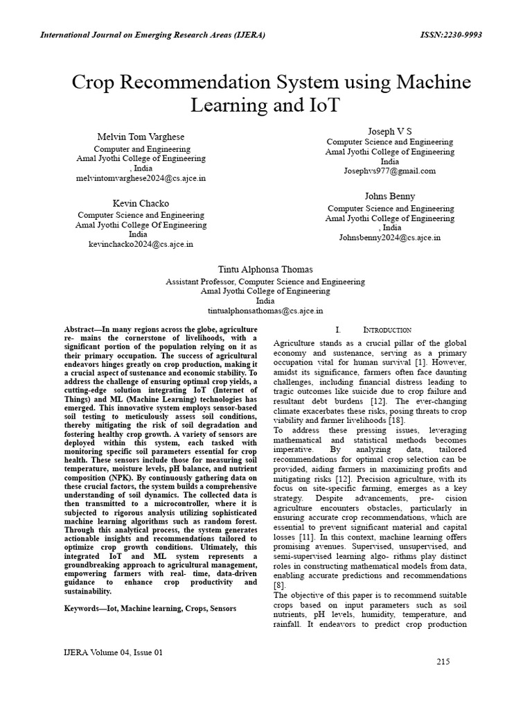 Crop Recommendation Research Paper4 | PDF | Machine Learning | Support ...