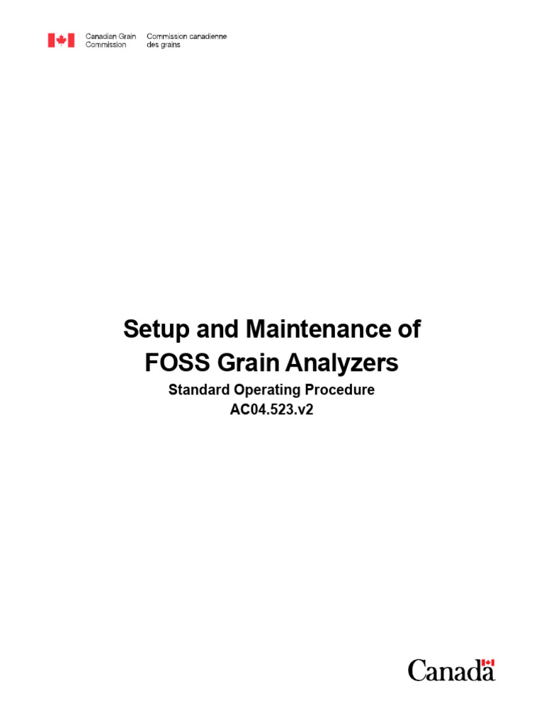 Foss Grain Analyzer Setup and Maintenance Sop | PDF | Screw | Computer ...