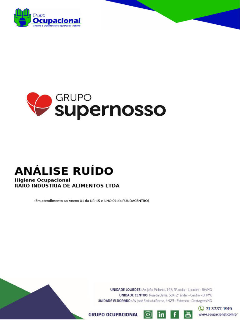 Avaliacao de Ruido - Raro Industria de Alimentos Ltda | PDF | Acústica ...