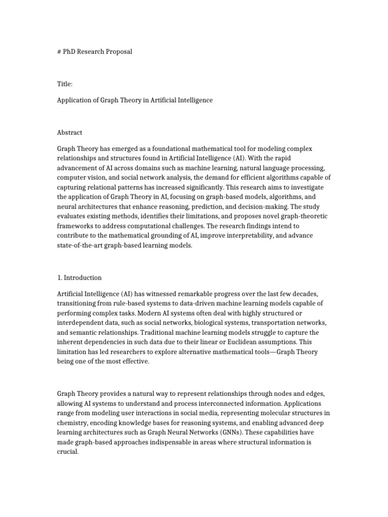 Graph Theory AI Proposal | PDF | Artificial Intelligence | Intelligence ...
