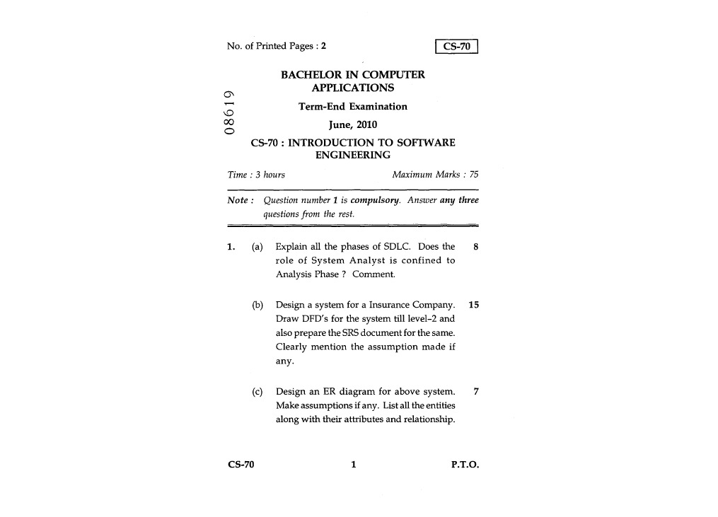 Introduction to Software Engineering Exam | PDF | Computers