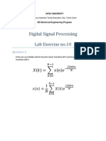 Digital Signal Processing Lab Exercise No.10: BS Electrical Engineering Program