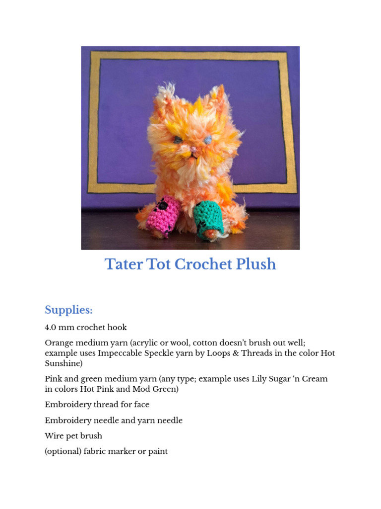 Tater Tot Crochet Pattern With Pics | PDF | Crochet | Yarn