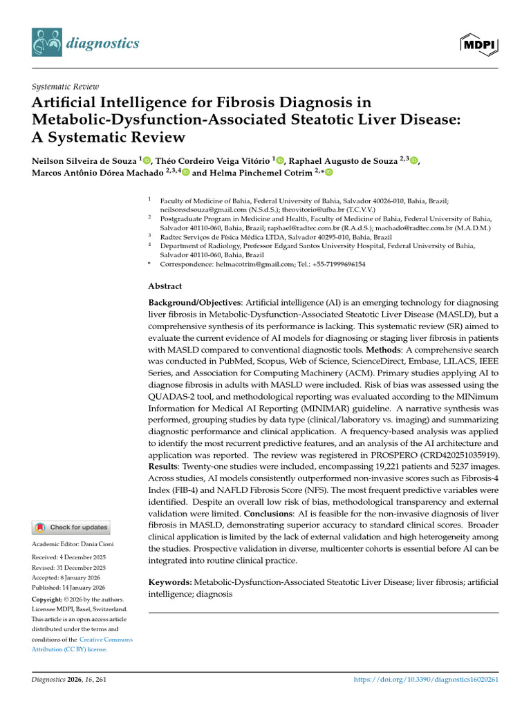 Artificial Intelligence For Fibrosis Diagnosis in | PDF | Cirrhosis ...