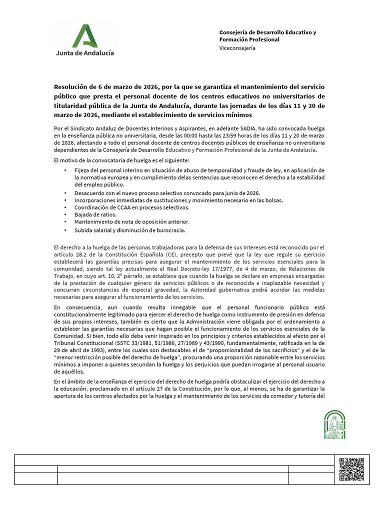 Resolución Serv Min HG 11y20 MAR 2026 SADIA (F) | PDF