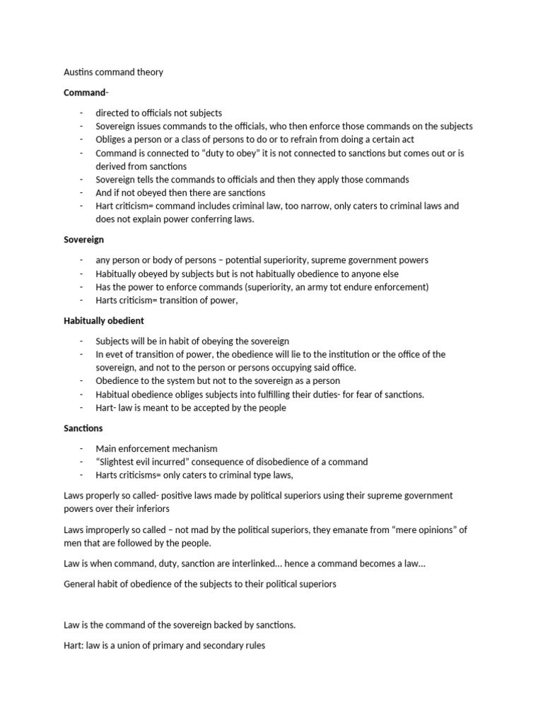 Austins Command Theory Short Notes | PDF | Justice | Crime & Violence