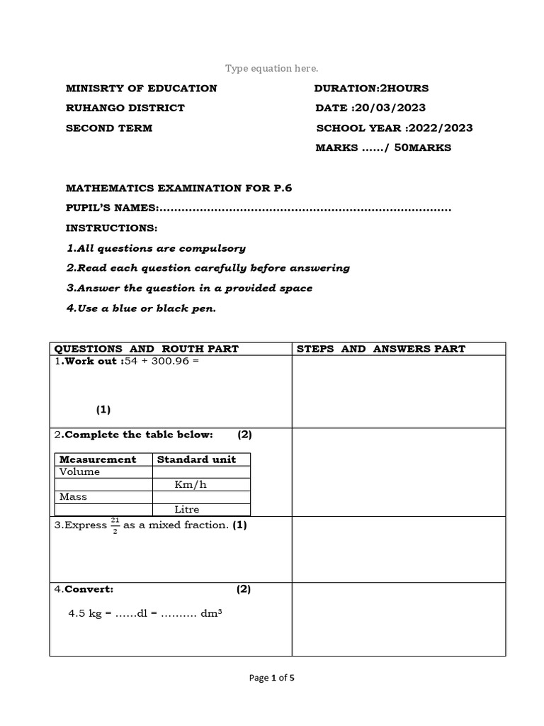 p6 Maths Valideted | PDF | Mathematics | Arithmetic