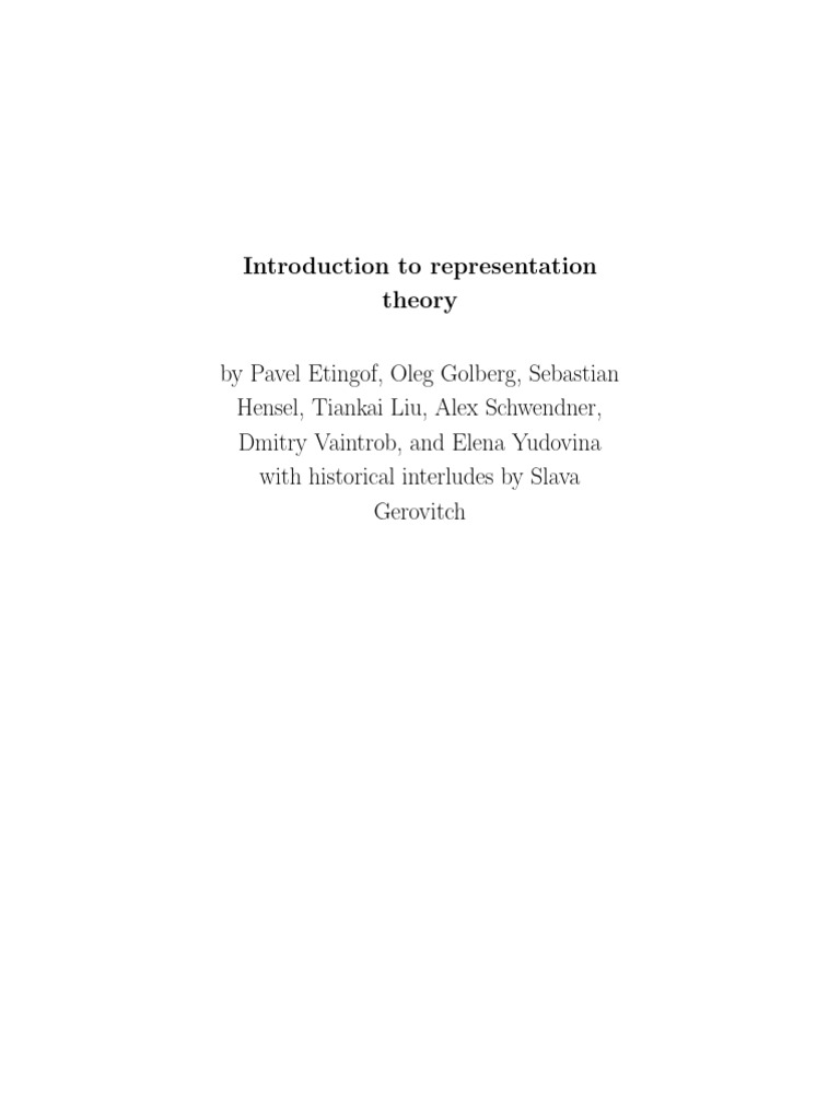 Representation Theory Book | PDF | Representation Theory | Group ...