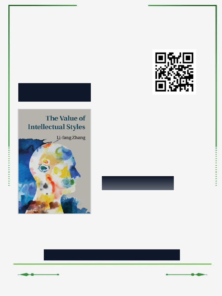 The Value of Intellectual Styles 1st Edition Li-Fang Zhang Full Digital ...