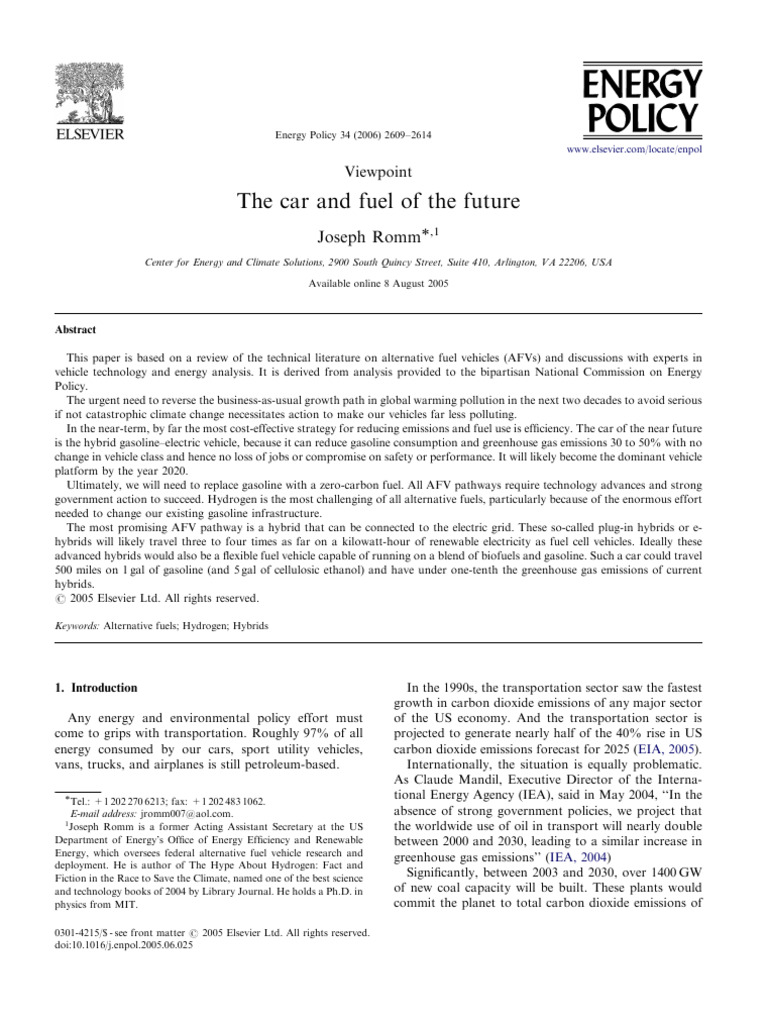 The Car and Fuel of The Future | PDF | Fuel Cell | Renewable Energy