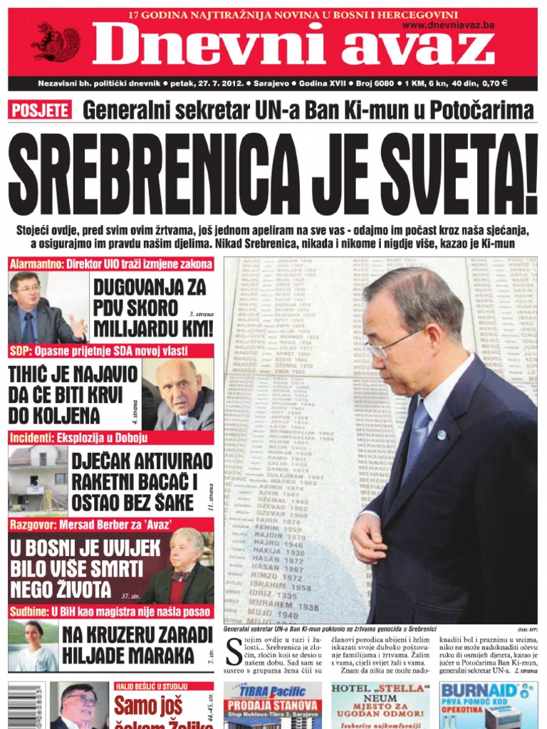 Dnevni avaz [broj 6080, 27.7.2012]
