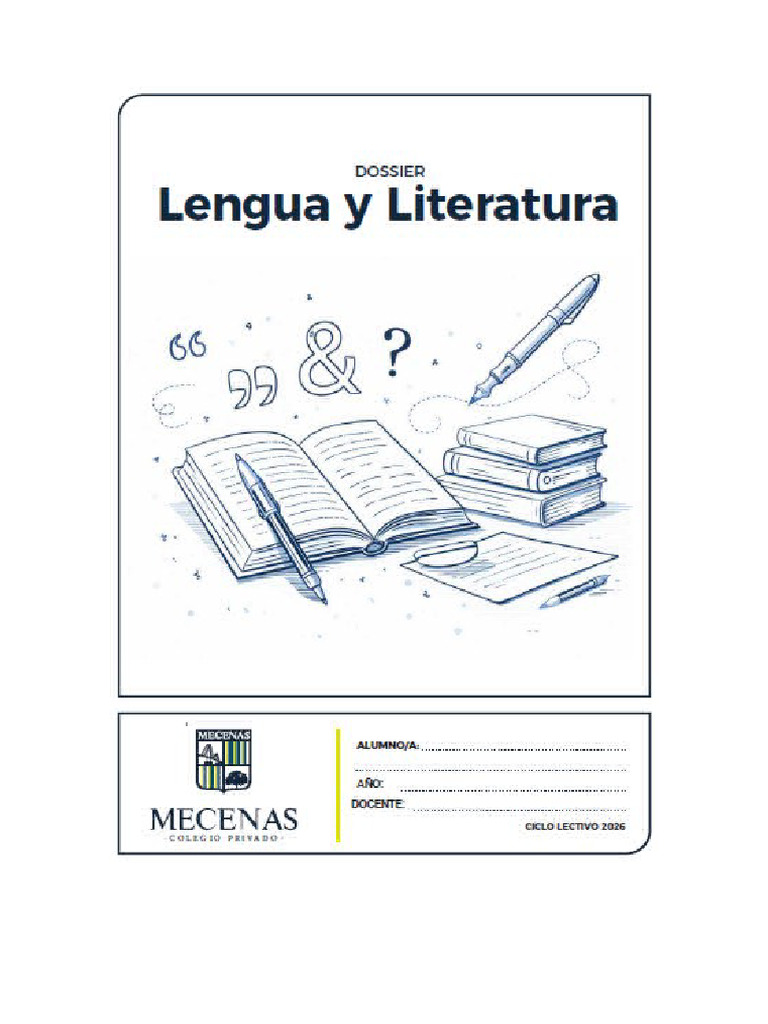 DOSSIER DE LENGUA Y LITERATURA 5° AÑO - PRIMER CUATRIMESTRE | PDF ...