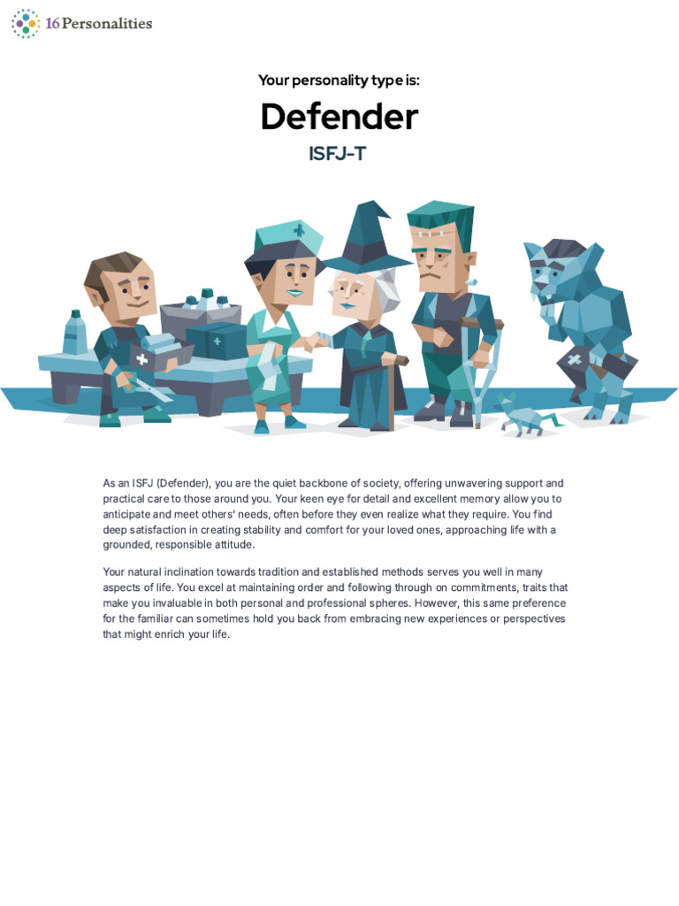 ISFJ Personality (Defender) - 16personalities | PDF | Psychological ...