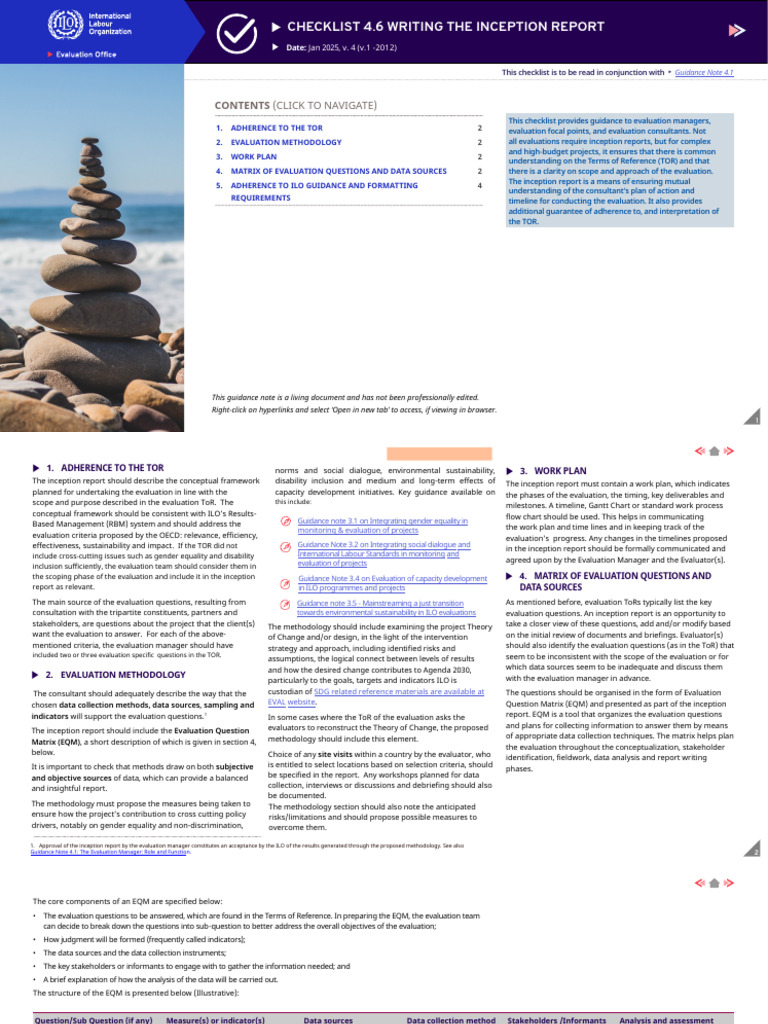 Checklist 4.6. Writing the -EVAL-Inception Report 2025 | PDF ...