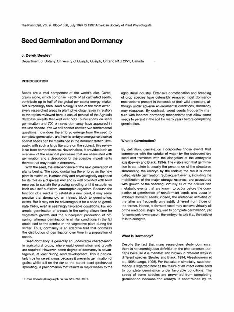 Germination and Dormancy in Seeds | PDF | Seed | Germination